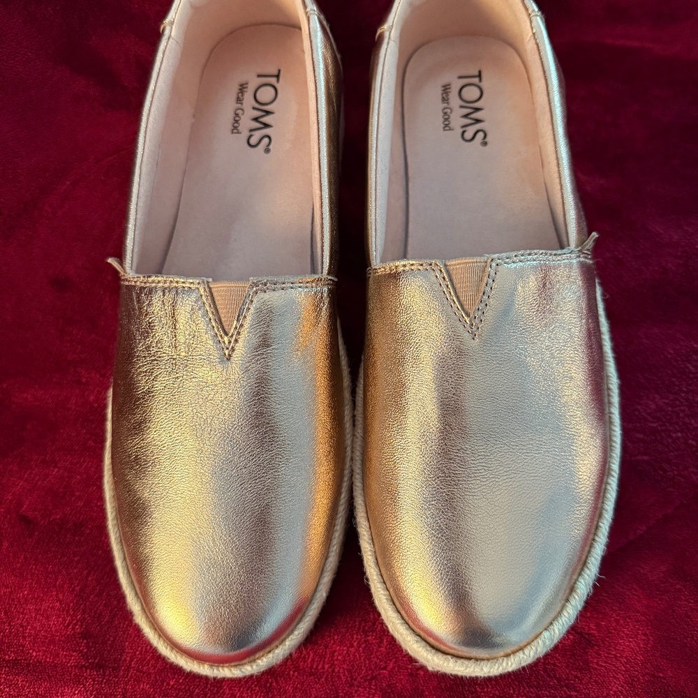 Tom's Women's Valencia Platform Espadrilles Rose Gold